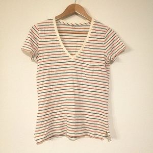 ♥Madewell | V neck Whisper Tee in Blue Red Stripes